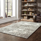 2’ x 3’ Gray and Ivory Distressed Abstract Scatter Rug