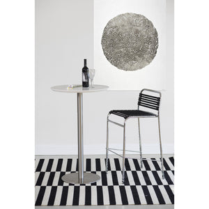 Cookie-B 26" Bar Table in Matte White with Brushed Stainless Steel Column and Base