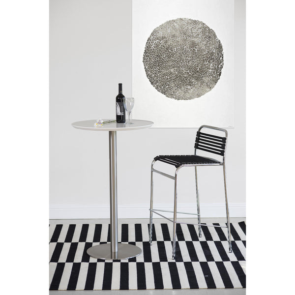 Cookie-B 26" Bar Table in Matte White with Brushed Stainless Steel Column and Base