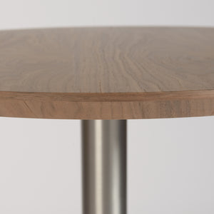 Cookie-B 26" Bar Table in Walnut with Brushed Stainless Steel Column and Base