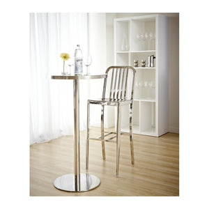 Cookie-B 26" Bar Table in Walnut with Brushed Stainless Steel Column and Base