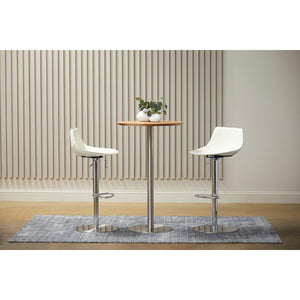 Cookie-B 26" Bar Table in Walnut with Brushed Stainless Steel Column and Base