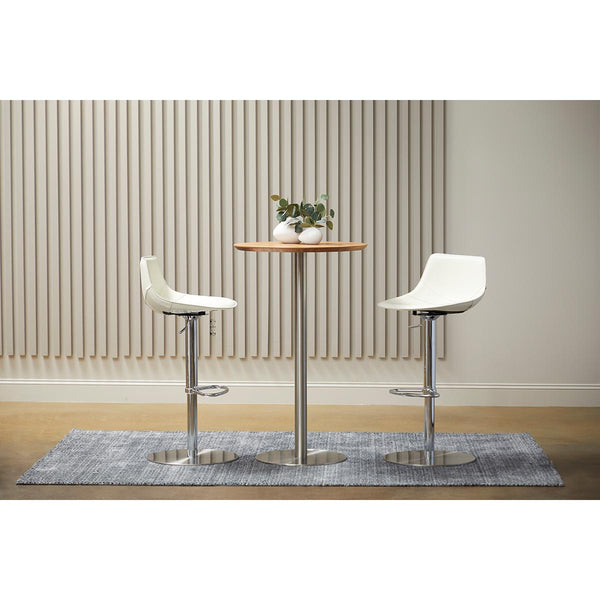 Cookie-B 26" Bar Table in Walnut with Brushed Stainless Steel Column and Base