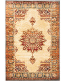 8’ x 10’ Gold and Orage Floral MedallionArea Rug