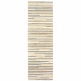 3’ x 8’ Beige and Gray Eclectic LinesRunner Rug