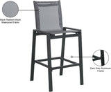 Nizuc Waterproof Mesh Fabric / Aluminum Contemporary Black Mesh Waterproof Fabric Outdoor Patio Aluminum Mesh Barstool - 21.5" W x 23.5" D x 44.5" H