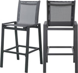 Nizuc Waterproof Mesh Fabric / Aluminum Contemporary Black Mesh Waterproof Fabric Outdoor Patio Aluminum Mesh Barstool - 21.5" W x 23.5" D x 44.5" H