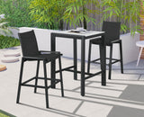 Nizuc Waterproof Mesh Fabric / Aluminum Contemporary Black Mesh Waterproof Fabric Outdoor Patio Aluminum Mesh Barstool - 21.5" W x 23.5" D x 44.5" H