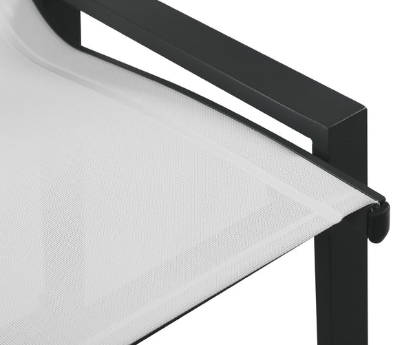 Nizuc Waterproof Mesh Fabric / Aluminum Contemporary White Mesh Waterproof Fabric Outdoor Patio Aluminum Mesh Barstool - 21.5" W x 23.5" D x 44.5" H