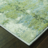 2’ x 3’ Blue and Sage Distressed Waves Indoor Scatter Rug