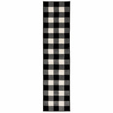 Monochromatic Gingham Pattern Indoor Runner Rug