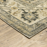 2’ x 8’ Beige and Gray Traditional Medallion Indoor Runner Rug