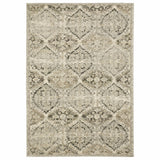 Ivory and Gray Floral Trellis Indoor Runner Rug