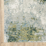 2’ x 8’ Blue and Sage Distressed Waves Indoor Runner Rug