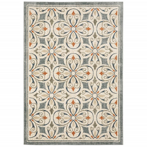 5’ x 7’ Gray and Beige Medallion Indoor Area Rug