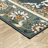 5’ x 7’ Blue and Beige Floral Medallion Indoor Area Rug