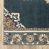 5’ x 7’ Blue and Beige Floral Medallion Indoor Area Rug