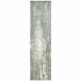 Blue and Gray Abstract Splash Indoor Runner Rug