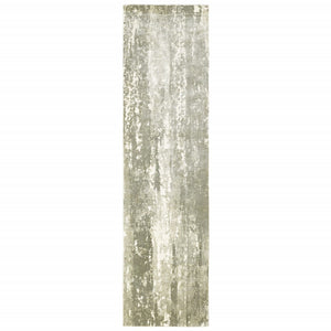 3’ x 10’ Gray and Ivory Abstract Splash Indoor Runner Rug