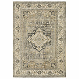 8’ x 11’ Beige and Gray Traditional Medallion Indoor Area Rug