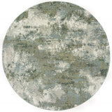 8’ Round Blue and Sage Distressed Waves Indoor Area Rug