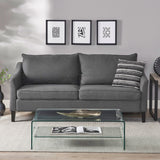 Almeda Contemporary Fabric 3 Seater Sofa, Charcoal and Dark Brown Noble House