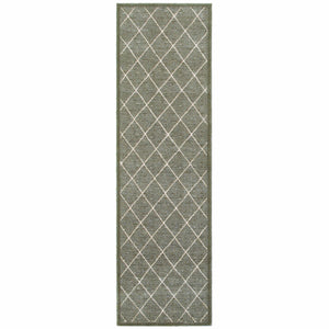 2’ x 8’ Gray and Ivory Diamond Indoor Runner Rug