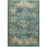 4’ x 6’ Peacock Blue and Ivory Indoor Area Rug