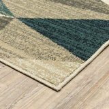 5’ x 7’Gray and Teal Geometrics Indoor Area Rug