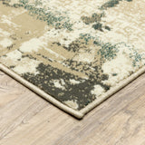 2’ x 8’ Beige and Blue Block Indoor Runner Rug