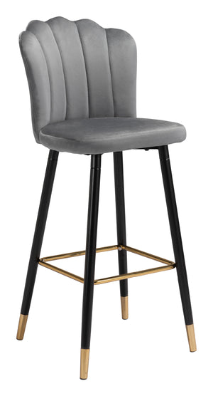 Zuo Modern Zinclair 100% Polyester, Plywood, Steel Modern Commercial Grade Barstool Gray, Black, Gold 100% Polyester, Plywood, Steel