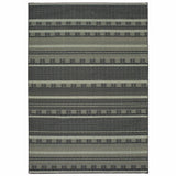 3' x 6' Black Ivory Machine Woven Geometric Indoor Area Rug