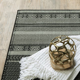 6' x 9' Black Ivory Machine Woven Geometric Indoor Area Rug