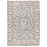 Blue Ivory Machine Woven Floral Oriental Indoor Area Rug