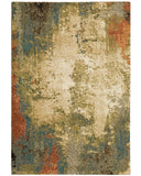 6' x 9' Beige Blue Machine Woven Abstract Indoor Area Rug