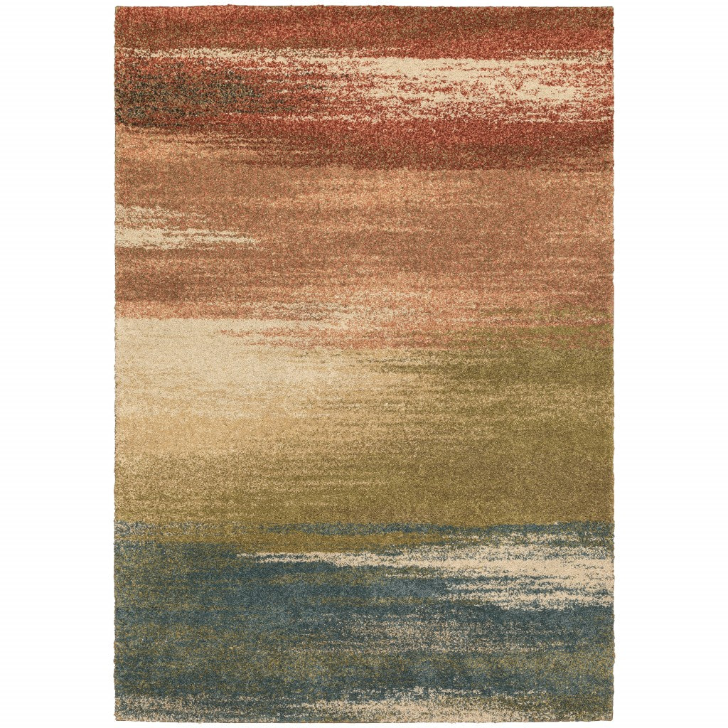 3' x 6' Pink Machine Woven Abstract Colors Indoor Area Rug