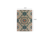 6' x 9' Grey Blue Floral Indoor Outdoor Area Rug