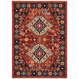 Red Blue Machine Woven Oriental Indoor Area Rug