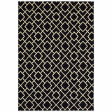 5' x 8' Black Ivory Machine Woven Geometric Diamonds Indoor Area Rug