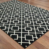 5' x 8' Black Ivory Machine Woven Geometric Diamonds Indoor Area Rug