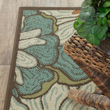 3’x5’ Blue and Brown Floral Indoor Outdoor Area Rug