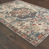 5’x8’ Ivory Distressed Medallion Area Rug