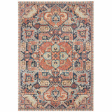 8’x11’ Blue and Orange Tribal Area Rug