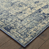 2’x8’ Ivory and Blue Oriental Runner Rug