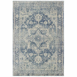 5’x8’ Ivory and Blue Oriental Area Rug