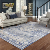 5’x8’ Ivory and Blue Oriental Area Rug