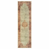 2’x8’ Ivory and Pink Medallion Runner Rug