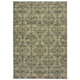 5’x8’ Ivory and Blue Geometric Area Rug