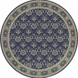 8’ Round Navy and Gray Floral Ditsy Area Rug