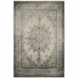 5’x8’ Ivory and Gray Pale Medallion Area Rug